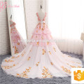 China Manufacturer Pink Puffy Wedding Dress Rhinestones Beaded Ball Gown For Sale